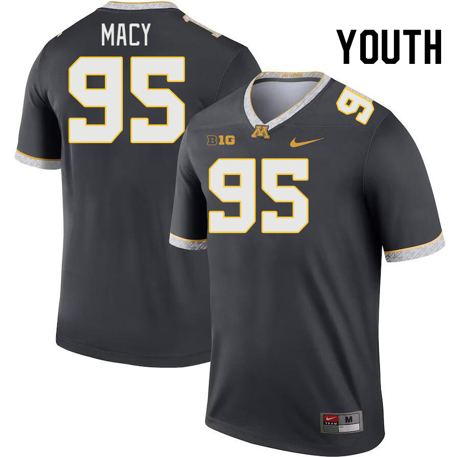 Youth #95 Sam Macy Minnesota Golden Gophers College Football Jerseys Stitched-Charcoal